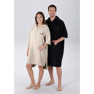 KangaROOS Badeponcho KANGAROOS "Summer, ideal für Sauna, Spa & im Urlaub, Damen & Herren" Gr. L, beige (creme), L:120cm, Frotteevelours, Hausmäntel, Surfponcho, mit Bauchtasche, 100% Baumwolle, Frottee