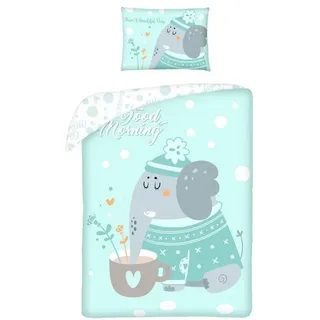Wendebettwäsche Baby Elefanten Tier Motive Bettwäsche Set Bettbezug 100×135cm