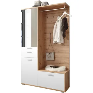 HBZ Kompaktgarderobe Entra 117 x 198 x 38 cm Weiß/Eiche