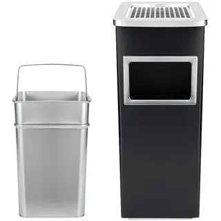 Mülleimer, Standaschenbecher für den Außenbereich, mit Mülleimer, Inneneimer 35 l, erhältlich für Restaurant, Garten, Pub, Club, Außen und Innen (schwarz, quadratisch, 35 l, 1 Stück)