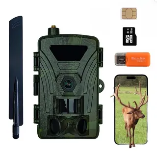 ZYJDGNNY Secacam 4G 4K 60MP Wildkamera mit Handyübertragung, Bewegungsmelder, 60° Winkel, SIM Karte, 32GB Speicherkarte - Professionelle Wildtierkamera