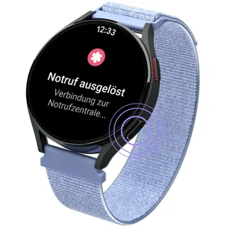 PATRONUS Notruf Uhr - für Senioren - Notfallarmband mit GPS & manuellem Notrufknopf - 24/7 Zentrale - ABO erforderlich - mit App - Sicherer Hausnotruf im Alltag (Hellblau)