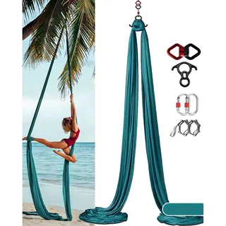 Yoga Vertikaltuch (8x2.8m) - Yogatuch Zum Aufhängen, Trapez Schaukel, Yoga Schaukel Set, Akrobatik Tuch Aerial Yogatuch Seide Für Erwachsene, Starke Tragfähigkeit, Sicherer Schutz(Color:Dunkelgrün)