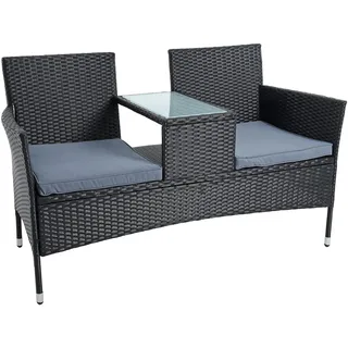 ESTEXO Polyrattan Sitzgruppe Rattan Sitzgarnitur Gartenmöbel Set Gartenset Balkonmöbel Gartentisch Gartenstuhl Balkontisch Balkonstuhl (Schwarz)