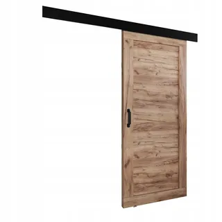 KIER FURNITURE Schiebetür Komplettset - Tür mit Laufschiene - Schiebetürsystem - Raumspartür - Innentüren - Sliding Door Set - Links & Rechts - Eiche Gold Craft - Breite 86 cm