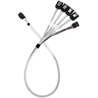 SilverStone Technology CPS05-RE: Dickes, abgeschirmtes Mini-SAS-SFF-8643-36-Pin-zu-SATA-7-Pin-Kabel, SST-CPS05-RE