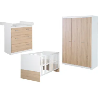 roba 'Gabriella', 3tlg, bicolor, inkl. Bett 70x140cm, Wickelkommode mit 3 Schubladen, Schrank 3-türig