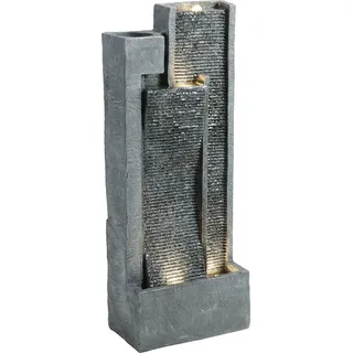 Outsunny Springbrunnen 3-stufig Gartenbrunnen mit LED Beleuchtung Pflanzkübel Pumpe Steinoptik, Verstellbar Zimmerbrunnen Wasserspiel Zierbrunnen Terrassenbrunnen für Garten Rasen 38 x 19 x 101 cm   Aosom