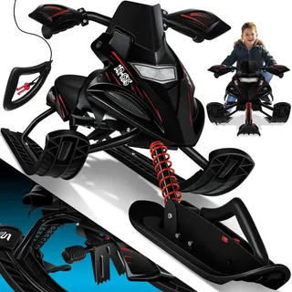 Kesser KESSER® Lenkschlitten mit 2 Fußbremsen Automatisches Zugseil Federung Kufenlenkung Bob Kinderschlitten Rodel Schlitten Skiboblenkschlitten