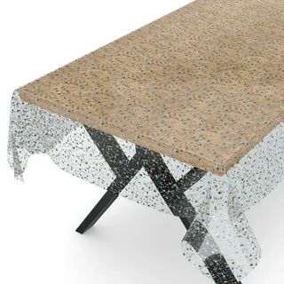 ANRO Tischdecke transparent Folie durchsichtige Wachstuchtischdecke Tischschutz Schutzfolie Tischfolie Bedruckt Motiv Terrazo 100 x 140cm Schnittkante