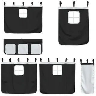 vidaXL Vorhänge für Hochbett Weiß und Schwarz Polyester