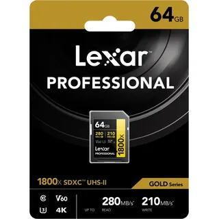 Lexar Professional SDXC Gold 64GB 1800x UHS-II V60
