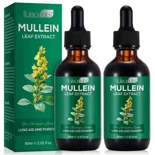 Mullein Leaf Extract,Mullein Leaf Liquid Drops,Kraftvoller Königskerzenblatt-Extrakt für Lungenreinigung und gesunde Atmung, 2-Monats-Vorrat, 60 ml, 2er-Pack