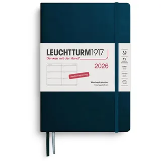 Leuchtturm1917 Wochenkalender Medium A5 2026, 12 Monate, Deep Sea,