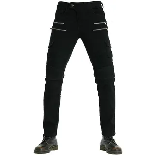 HOMDECR Herren Slim Fit Motorrad Jeans Mit Protektoren Knie Und Hüftprotektoren Stretch Slim Fit Denim Motorradhose Cargo Motorradjeans Schutzhose Biker Pants (Schwarz,S) - S