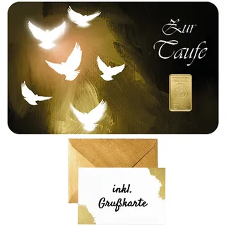 Taufgeschenk - 1g Goldbarren - Zur Taufe - in goldener Geschenkverpackung + Grußkarte + Echtheitsgarantie
