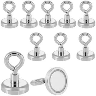 POPPSTAR Hakenmagnet Ösenmagnet, Neodym, Haftkraft 36kg, silber, 10 Stück