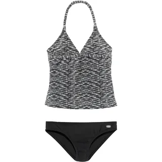 VENICE BEACH Tankini VENICE BEACH, Mädchen, Gr. 134/140, N-Gr, schwarz-weiß (schwarz, weiß), Polyamid, Melange-Effekt, Bikini-Sets Tankini, verstellbare Träger, unifarbene Hose