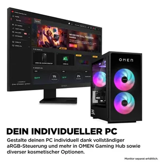 HP OMEN 35L GT16-0674ng AMD Ryzen 7 8700F 32 GB RAM 1 TB SSD RTX 5070 Ti Win11 Home Schwarz