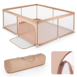 Laufgitter für Babys Laufstall Baby 150x200 cm Faltbar Sicher und stabil Krabbelgitter für Kinder mit atmungsaktivem Netz und Rutschfester Basis ... - Rosa