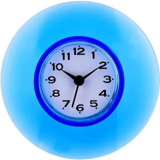 NOENNULL 3,3 Zoll Wanduhr, wasserdichte Badezimmer-Duschuhr mit Saugnapf WC, Küche, Schreibtisch & Wand (Blau)