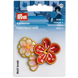 Prym 926688 Applikation Blumen rot/weiß
