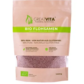greatvita Bio Flohsamen 1000g 99% rein, | aus biologischem Anbau