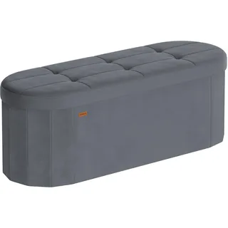 SONGMICS Sitzbank mit Stauraum, Aufbewahrungsbox, Faltbare Fußbank, einfacher Aufbau, für Wohnzimmer, Flur, Schlafzimmer, Samt, 110 L, 38 x 110 x 38 cm, schiefergrau LSF297GN01