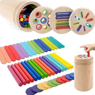 Koxtyzo Montessori Spielzeug ab 1 Jahr, 3-in-1 Holzspielzeug Kinderspielzeug 1 2 3 Jahre, Mädchen Jungen Baby Spielzeug Geschenk 1 2 Jahre, Farbe Sortierspiel Motorikspielzeug Holzspielzeug ab 1 Jahr