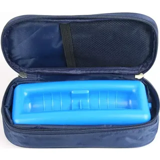 EWANTO Insulin Kühltasche 2 Ampullen Innenlänge 14cm mit Kühlakku Dunkelblau Reisetasche für Medikamente Insulin Pen Spritze Glukose-Meter Diabetiker Kühltasche Dunkelblau gekühlt IT-02