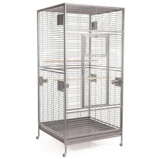 Montana Cages Vogelkäfig XXL Voliere Arkansas Nova 2024 - Wagerechte Verdrahtung für Aras & co., Riesige Papageienvoliere für große Papageien, Erweiterbar weiß 101,5 cm x 101,5 cm x 220 cm