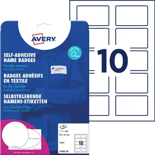 Avery Zweckform Namensetiketten, 80x50mm, ablösbar, weiß, 20 Blatt