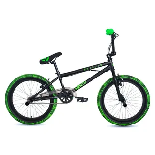 chilliz BMX Freestyle 20 Zoll XB.02 schwarz-grün Kinder Erwachsene V-Brake 360° Rotor - Schwarz