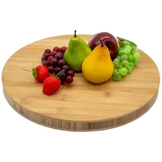 Spetebo Bambus Schneidebrett rund massiv ⌀ 40 cm - Küchenbrett aus FSC Holz lebensmittelecht - Servierbrett Holzbrett Servierplatte Küchen Arbeitsbrett Brettchen Schneideunterlage