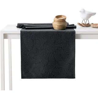 AmeliaHome Tischläufer 30x100 cm Lotuseffekt Wasserabweisend Blätter Anthrazit Gaia