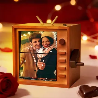 Personalisierter Foto Flipbook, Foto Flip Box, Animation Maschine Hand-kurbelnde Flipbook Box, Fotoalbum mit LED Licht & Musik, Fotogeschenke für Freundin Familie Paare, Weihnachten Geschenke