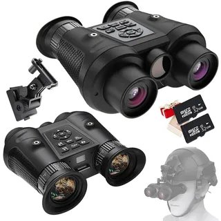 BraveKing Nachtsichtgerät mit 3D-Vision-Effekt Infrarot Digital 6X Zoom FOV 40°, am Kopf montiertes 7“-Infrarot-Fernglas für Erwachsene Nachtsicht und Tag, 3D-Fotos&4K-Videoaufzeichnung (32GB-Karte)