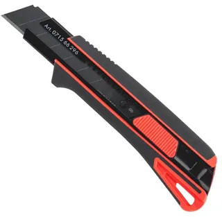 Würth 2K Cuttermesser 25mm inkl. 1x Abbrechklinge extrem scharf schwarz 071566296 Teppichmesser Universalmesser Papiermesser