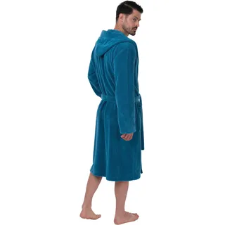 WeWo Fashion Herrenbademantel WEWO FASHION "1106" Gr. S, blau (petrol), L:120cm, Velours, Hausmäntel, kuschelig leicht