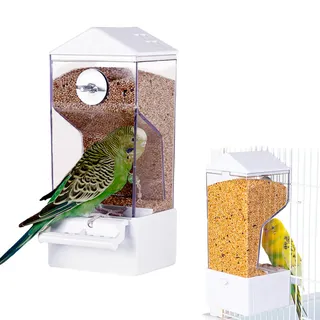 Automatischer Futterspender für Vögel, Transparente Wellensittich Futterspender Acryl Vogelfutterhaus Sittiche Käfig Futterautomat Vogelfutterspender für Wellensittiche Nymphensittiche Finken,1 Stück