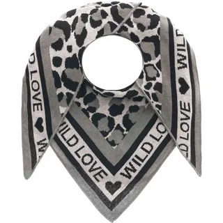 Zwillingsherz Dreieckstuch ZWILLINGSHERZ "Dreieckstuch Baumwolle", Damen, grau, Feinstrick, Baumwollmischung, Modetücher, mit Leo Muster und Schrift