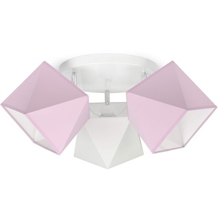 FKL DESIGN Home Deco Deckenleuchte Deckenlampe Kinderleuchte Kinderlampe Leuchte Lampe mehrfarbig Stern Metall 230V 299 300 G3 (299-G3 Glatt, Rosa-Weiß-Rosa)