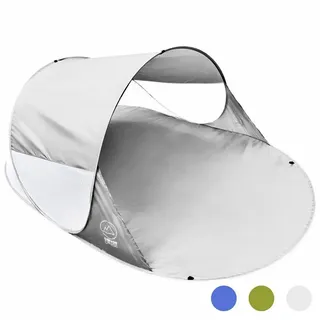 Goods+Gadgets CANYON CRUISE Strandmuschel Pop Up Strand-Zelt Windschutz am Strand Wurfzelt Blitzschnell Selbstaufbauendes Sonnensegel Outdoor Zelt Automatik Muschel mit UV-Sonnenschutz (Grau)