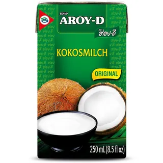 Aroy-D Kokosnussmilch – Kokosmilch zum Kochen und Backen – Ideal für Desserts, Suppen, Smoothies und Cocktails – 1 x 250 ml