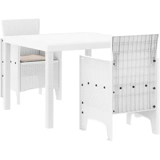 vidaXL Garten Essgruppe 3 pcs Weiß Polypropylen - Weiß