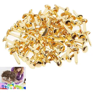 100 Stück Musterbeutelklammern, Musterklammern, Briefklammern, Metall Rundkopfklammern, Verschlussklammern, Für Schule Büro Papier Briefklammern Basteln Handwerk DIY (Gold)