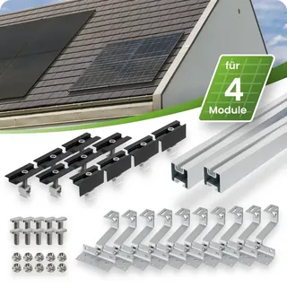 Tepto Schrägdach Montageset¬†Silber für 4 PV-Module senkrecht 30 mm Rahmenh√∂he