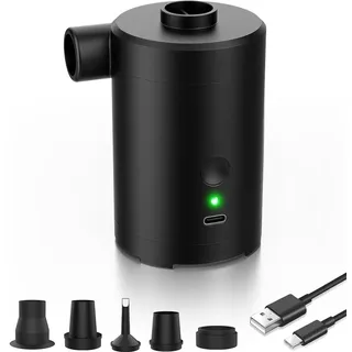 Zenmos Elektrische Luftpumpe für Luftmatratze,3600mAh Akku Wiederaufladbar,Schnelles Auf- und Abpumpen,mit 5 Düsen für Schwimmbecken, Luftmatratzen, Camping & Reisen,Schwarz