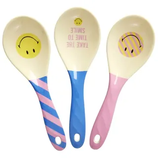 rice Salatbesteck Rice Melamin Salat Löffel mit Smiley Print (3er Set) (3-tlg) rosa