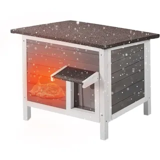 Vevor Katzenhaus für draußen, wetterfest, Unterschlupf für Wildkatzen für mehrere Katzen, Katzen-/Kaninchenhaus aus Holz für draußen, rundum schau